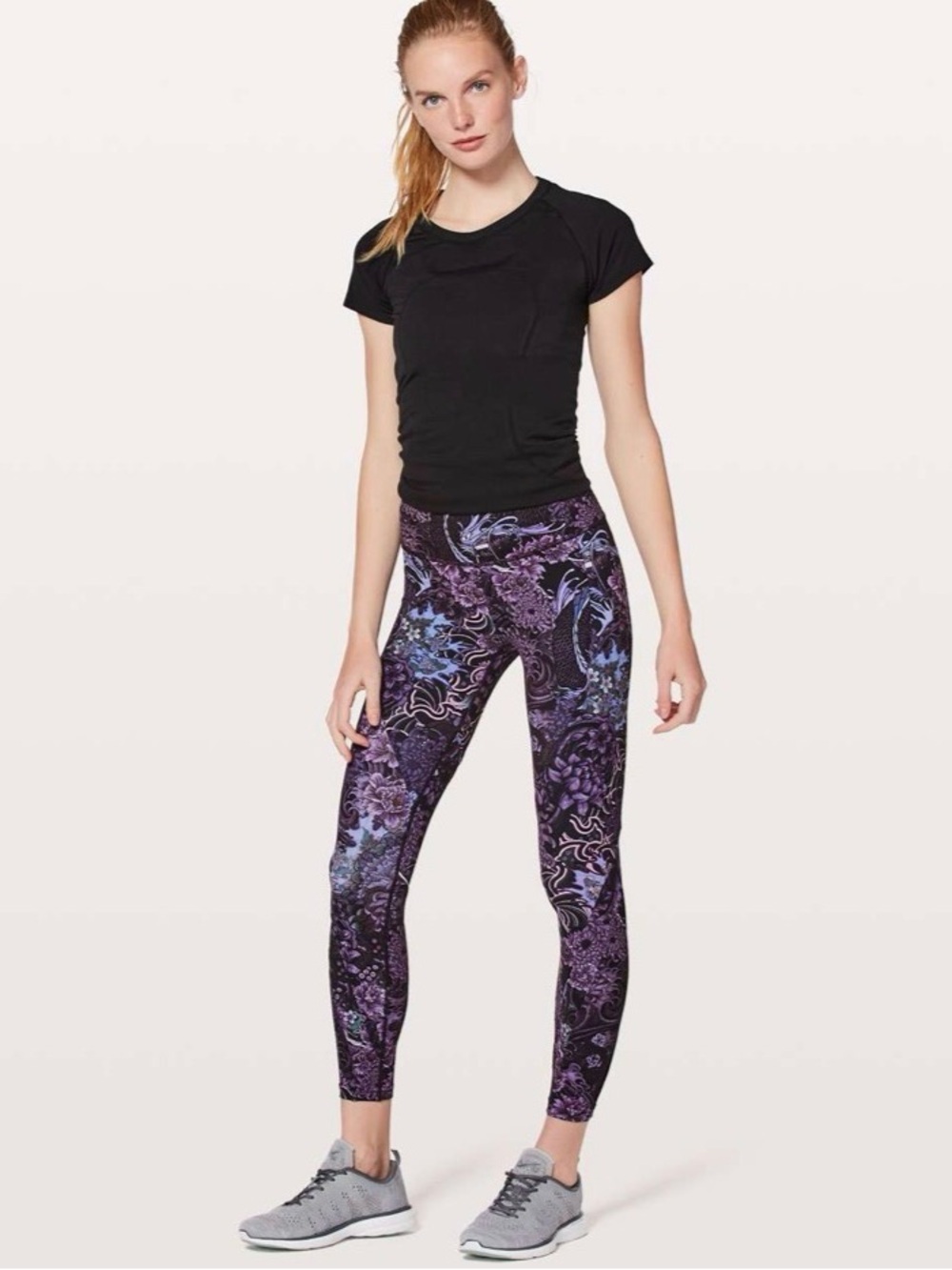 Lululemon Chasing Miles Running Tights | 6 | Purple Flower Design